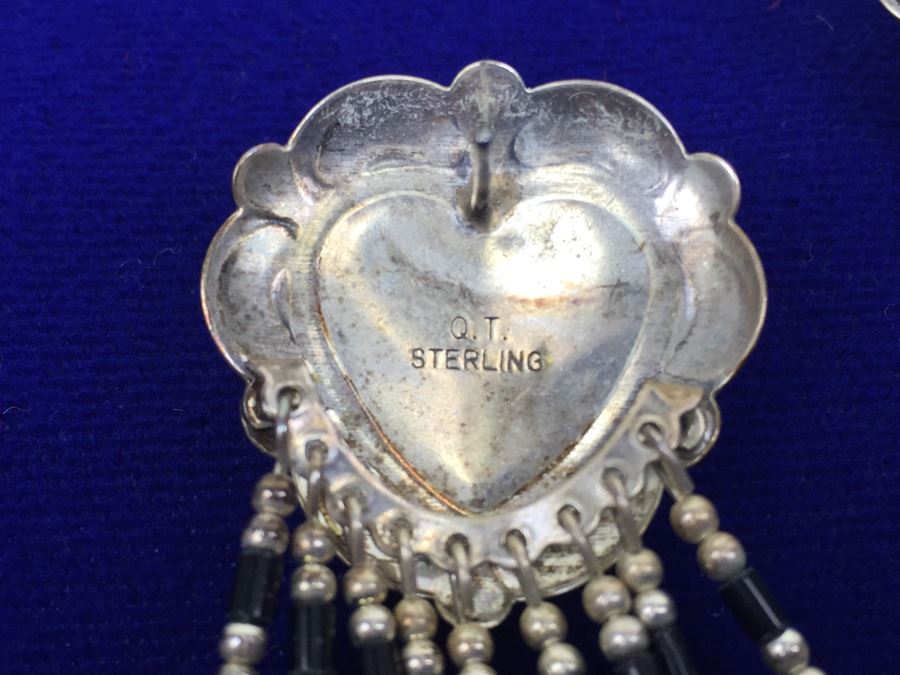 Sterling Silver And Black Onyx Native American Pierced Earrings [Photo 3]