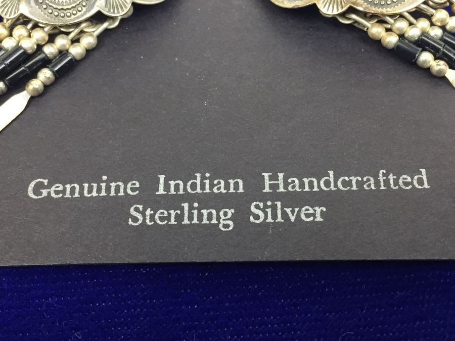 Sterling Silver And Black Onyx Native American Pierced Earrings [Photo 7]