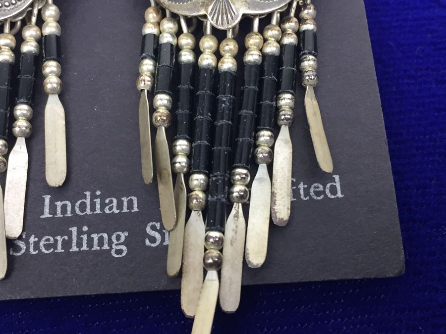 Sterling Silver And Black Onyx Native American Pierced Earrings [Photo 6]