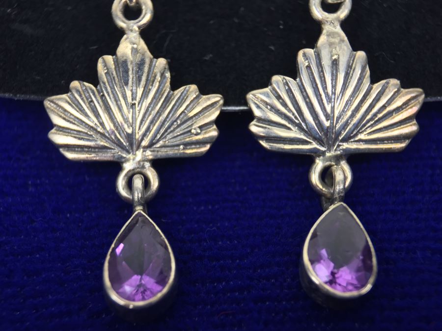 Shemoni Fashion Sterling Silver Amethyst Earrings [Photo 3]