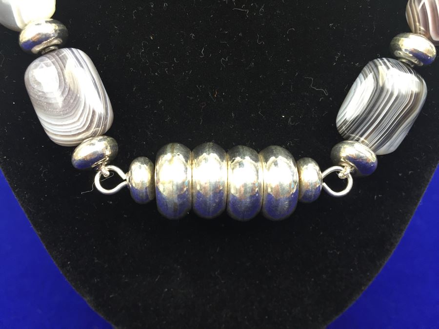 Botswana Agate Beads With Sterling Silver Accents [Photo 2]