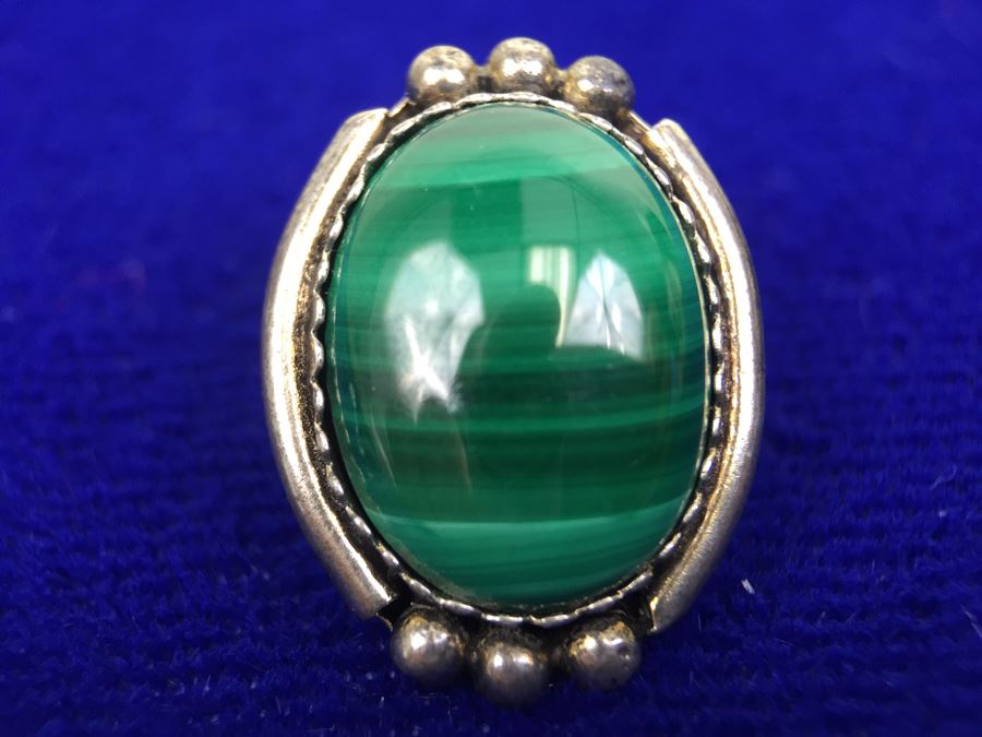 Sterling Silver And Malachite Pierced Earrings [Photo 8]