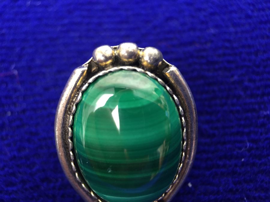Sterling Silver And Malachite Pierced Earrings [Photo 7]