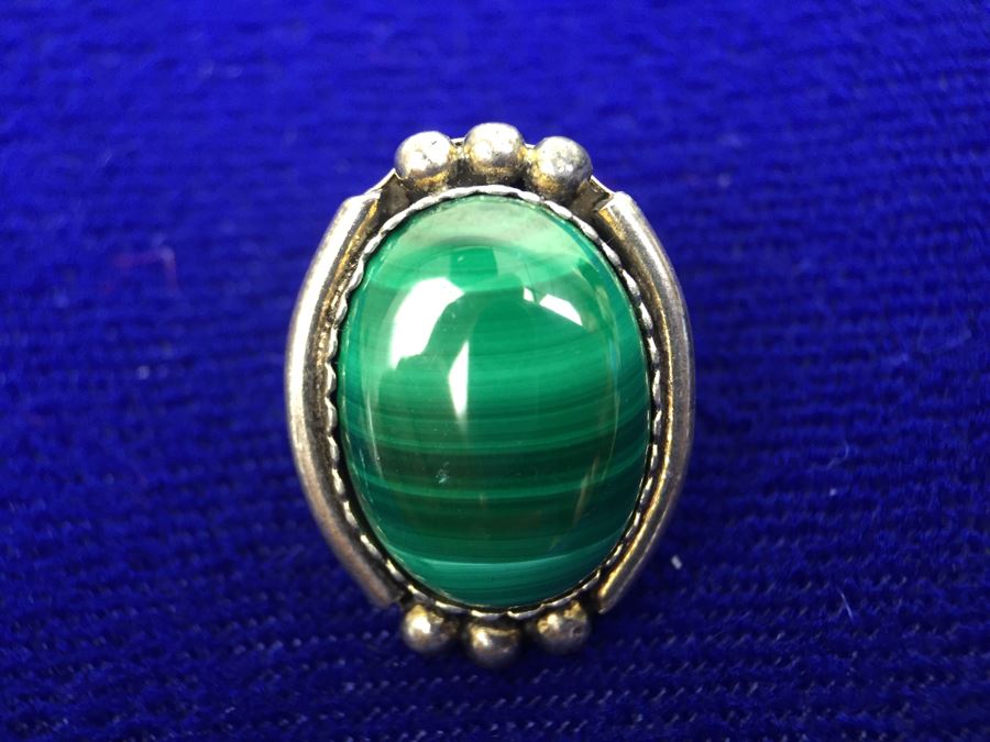 Sterling Silver And Malachite Pierced Earrings [Photo 6]