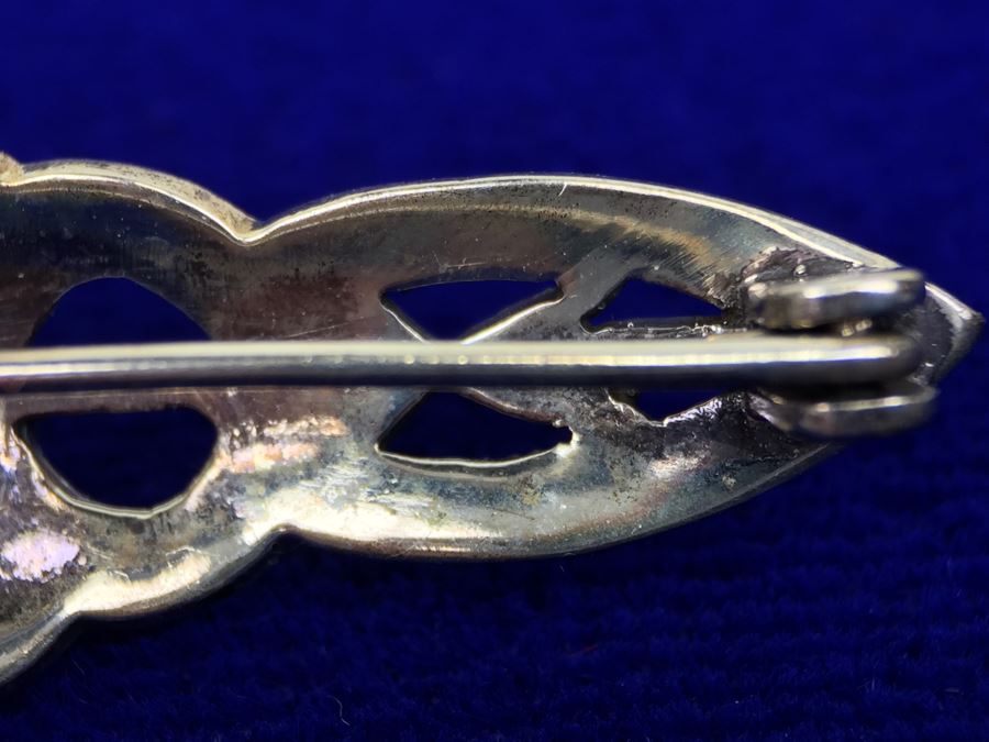 Vintage Sterling Silver Marcasite And Black Onyx Brooch Signed Sterling TH 925 MT [Photo 12]