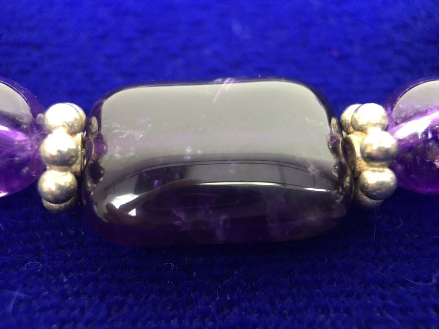 Amethyst Beads Accented With Sterling Silver Bracelet [Photo 6]