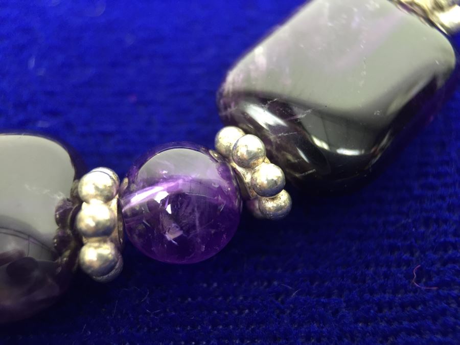 Amethyst Beads Accented With Sterling Silver Bracelet [Photo 7]