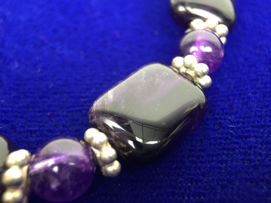 Amethyst Beads Accented With Sterling Silver Bracelet [Photo 3]
