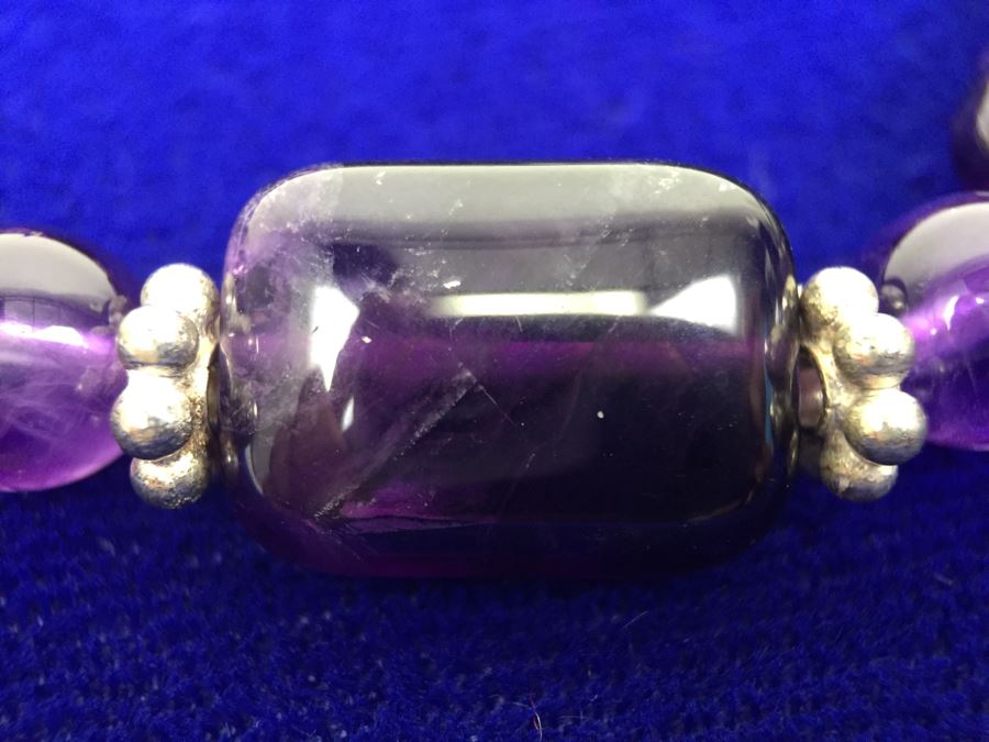Amethyst Beads Accented With Sterling Silver Bracelet [Photo 8]