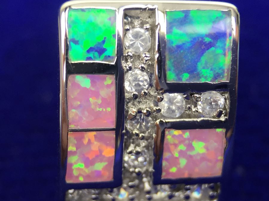 Sterling Silver Inlaid Pendant With Necklace And Matching Earrings [Photo 13]