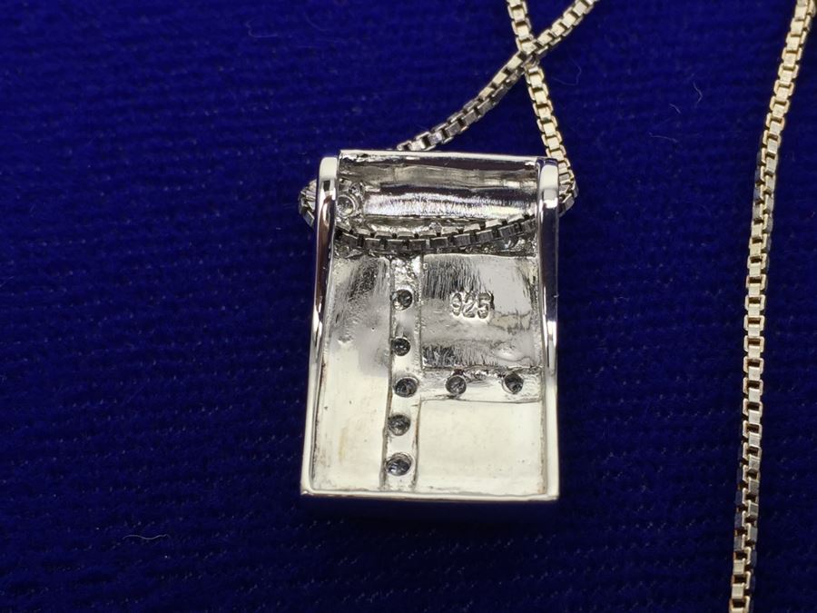 Sterling Silver Inlaid Pendant With Necklace And Matching Earrings [Photo 19]
