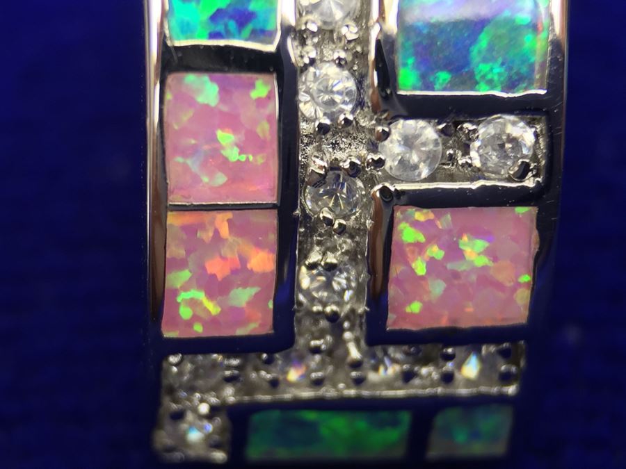 Sterling Silver Inlaid Pendant With Necklace And Matching Earrings [Photo 14]