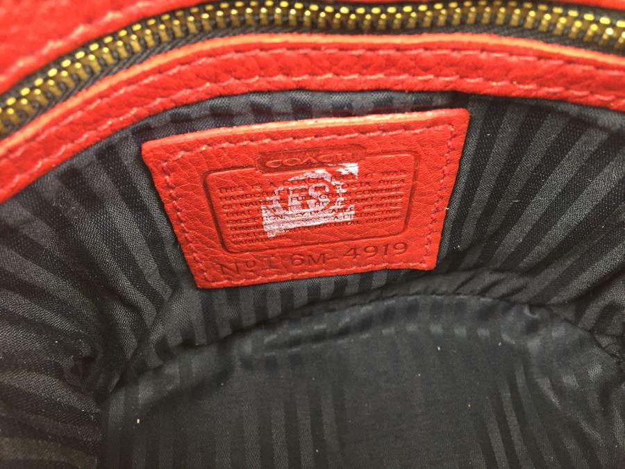 Red Leather Coach Handbag I 6M-4919 [Photo 7]
