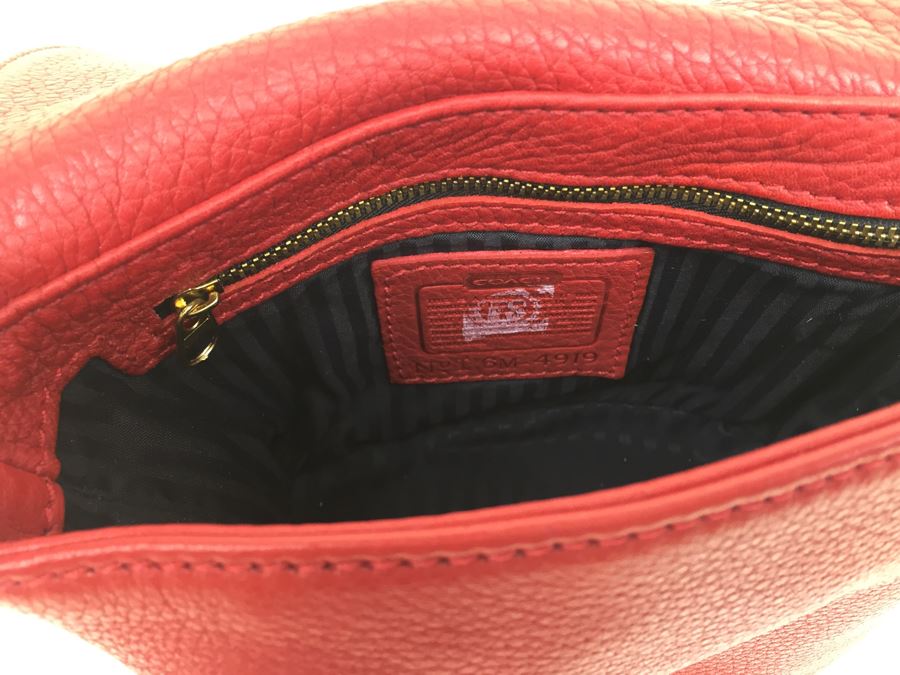 Red Leather Coach Handbag I 6M-4919 [Photo 9]