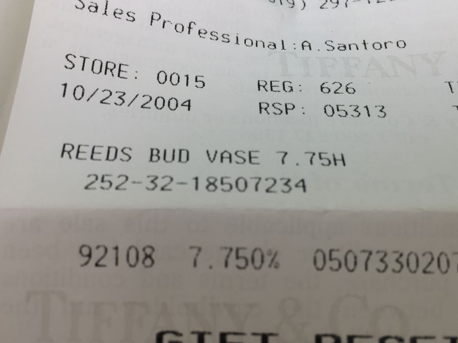 Tiffany & Co. Italian Reeds Bud Vase 7.75' Tall New In Box [Photo 9]