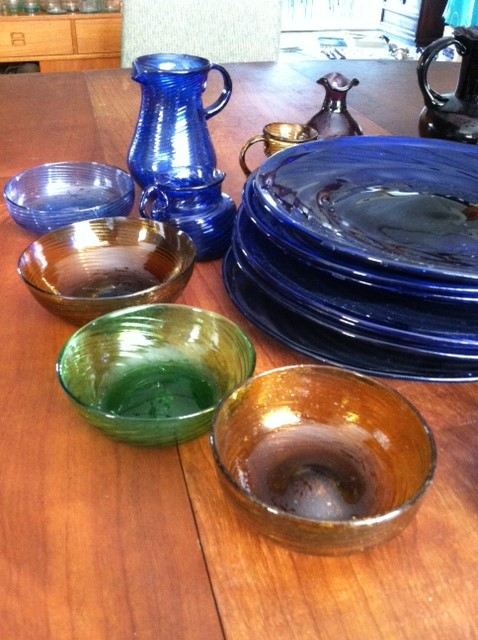 Colorful Mexican Hand Blown Plate and Glass Lot [Photo 2]