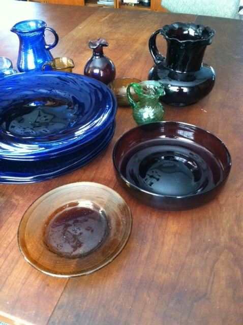 Colorful Mexican Hand Blown Plate and Glass Lot [Photo 3]