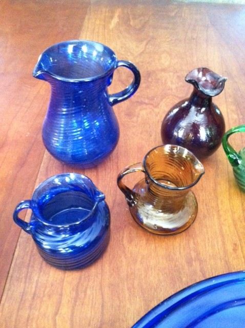 Colorful Mexican Hand Blown Plate and Glass Lot [Photo 5]
