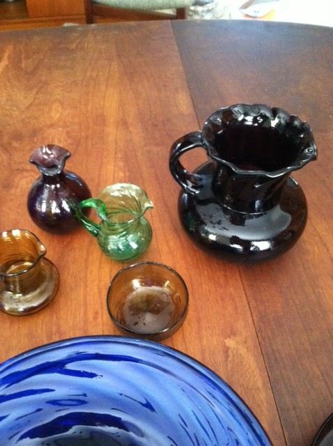 Colorful Mexican Hand Blown Plate and Glass Lot [Photo 6]
