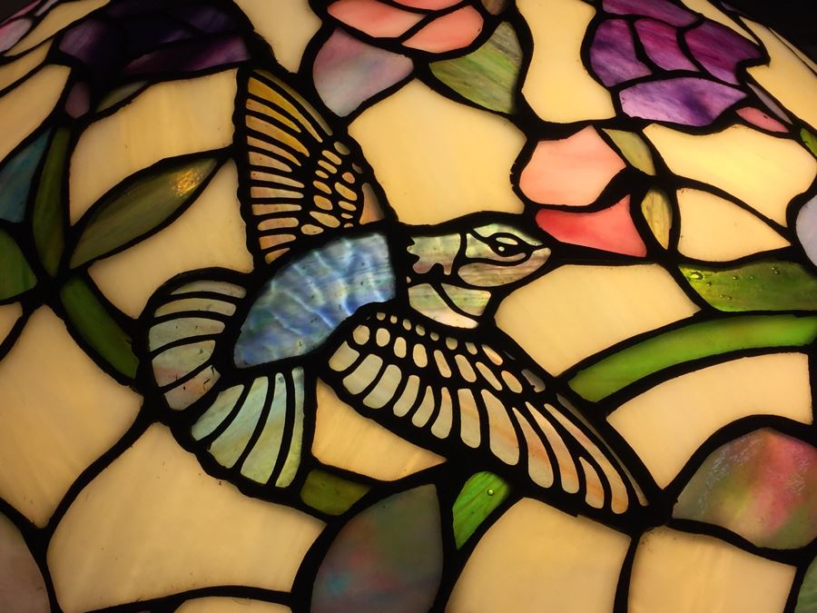 Stunning Dale Tiffany Floor Lamp With Hummingbird And Floral Motif [Photo 22]