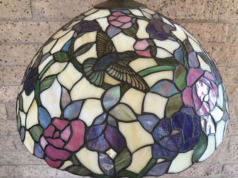 Stunning Dale Tiffany Floor Lamp With Hummingbird And Floral Motif [Photo 14]