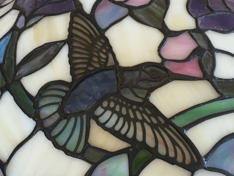 Stunning Dale Tiffany Floor Lamp With Hummingbird And Floral Motif [Photo 15]