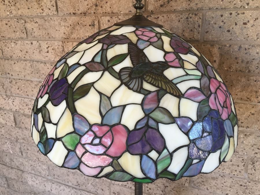 Stunning Dale Tiffany Floor Lamp With Hummingbird And Floral Motif [Photo 20]
