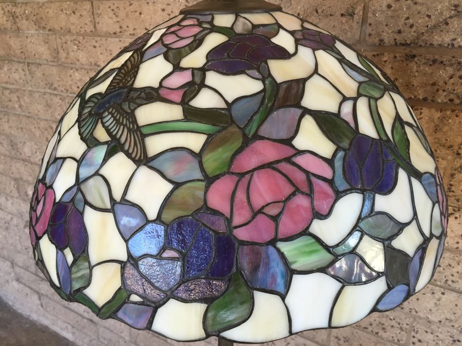 Stunning Dale Tiffany Floor Lamp With Hummingbird And Floral Motif [Photo 16]