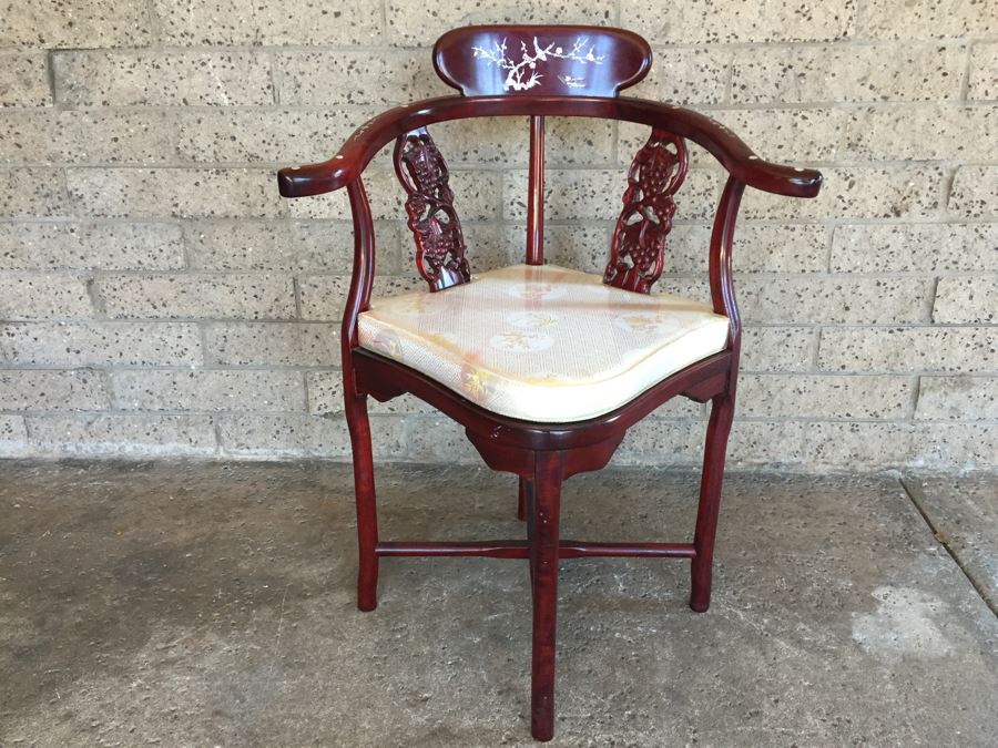 Rosewood Chinese Corner Chair With Inlay Mother Of Pearl  [Photo 1]