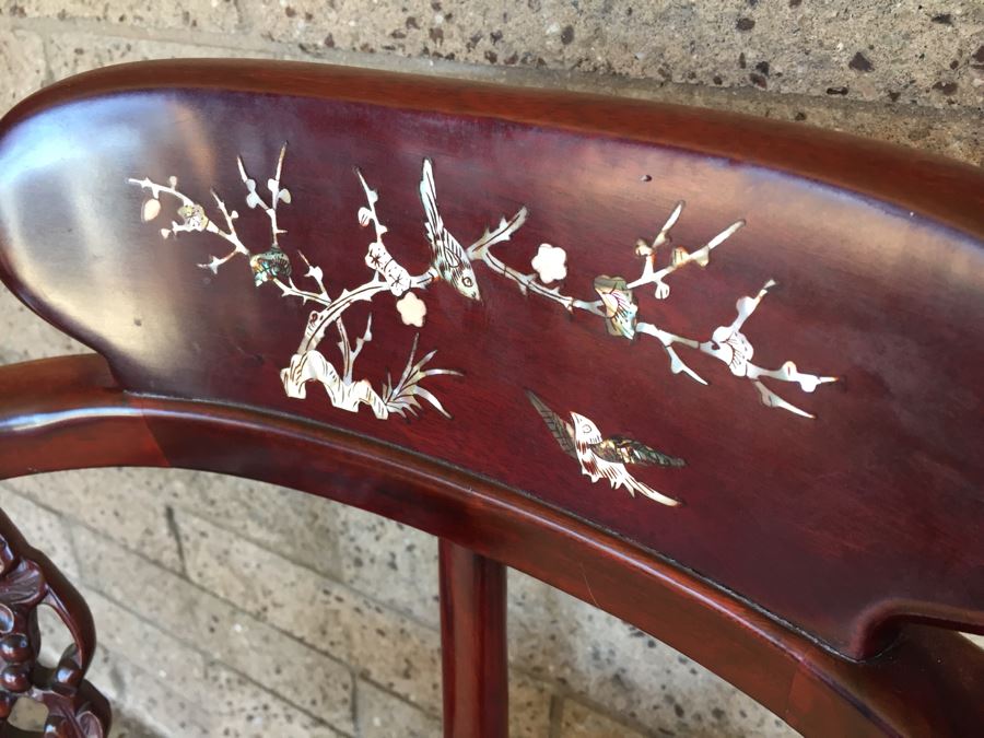 Rosewood Chinese Corner Chair With Inlay Mother Of Pearl  [Photo 5]