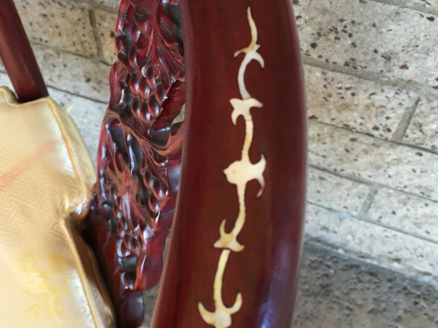 Rosewood Chinese Corner Chair With Inlay Mother Of Pearl  [Photo 9]