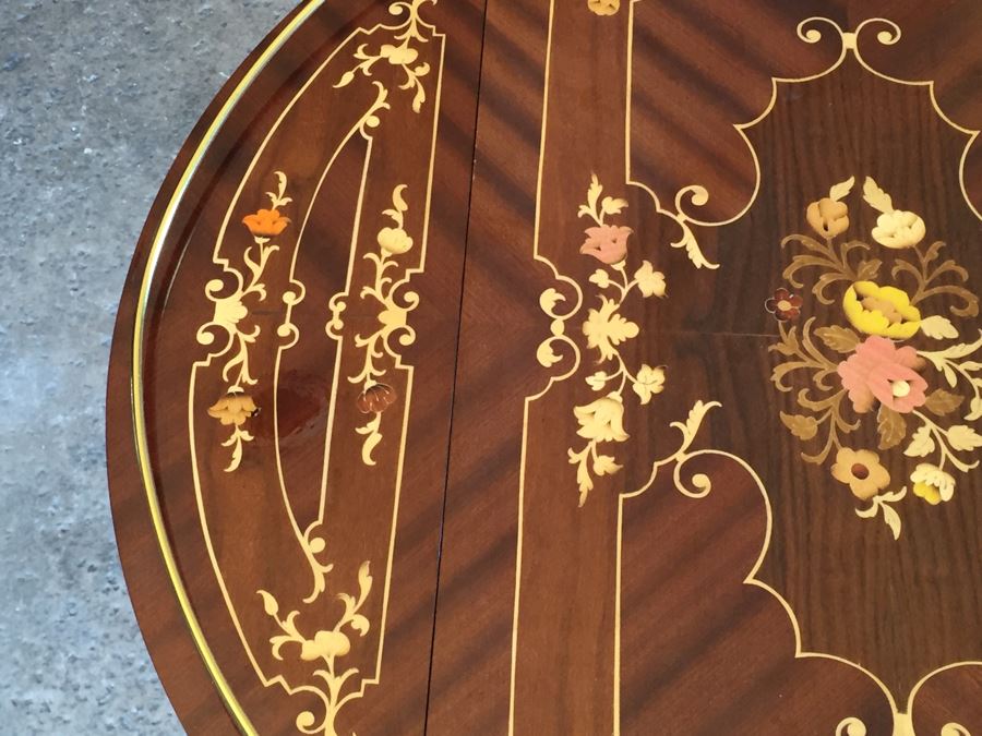 Vintage Italian Inlaid Marquetry Wood Serving Bar Tea Cart Drop Leaf Gorgeous [Photo 21]