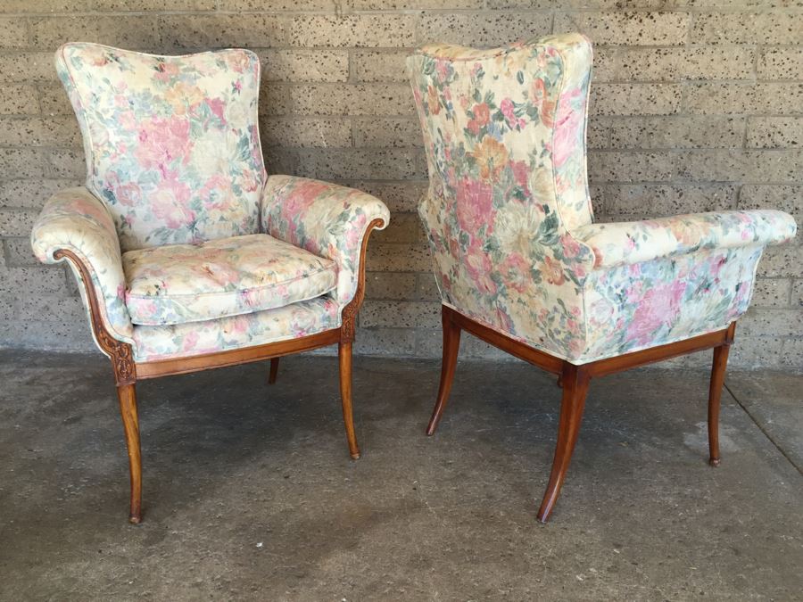 Pair Of Nice Vintage Upholstered Armchairs [Photo 3]