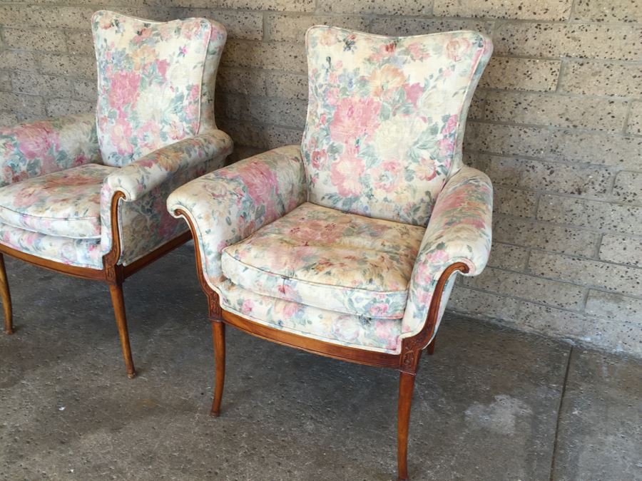 Pair Of Nice Vintage Upholstered Armchairs [Photo 4]