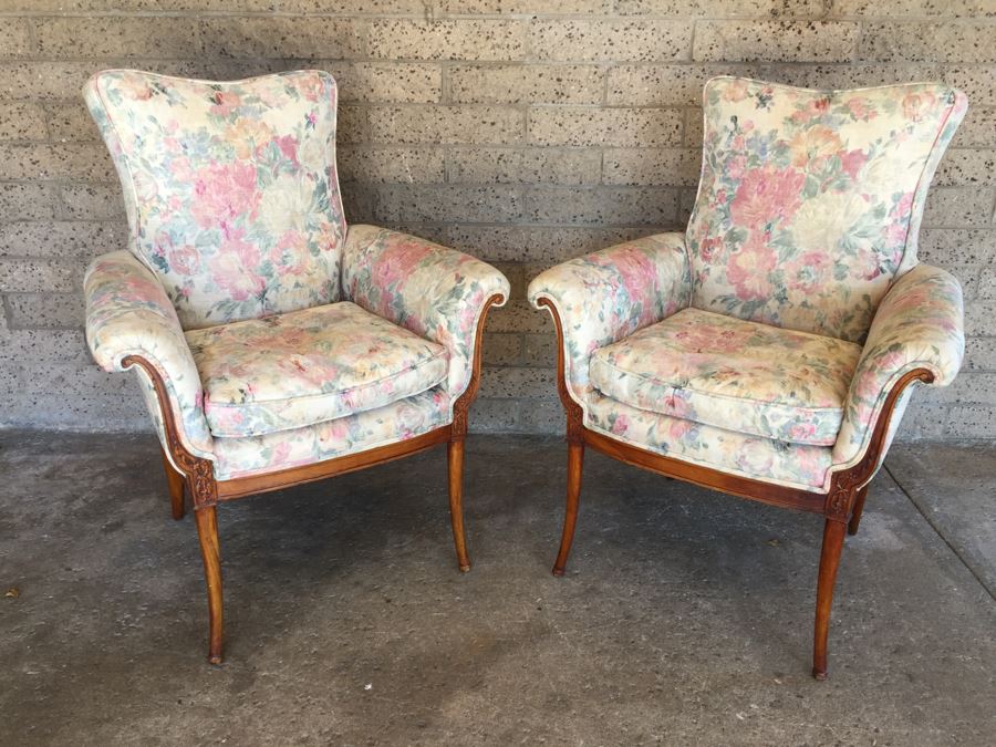 Pair Of Nice Vintage Upholstered Armchairs [Photo 8]