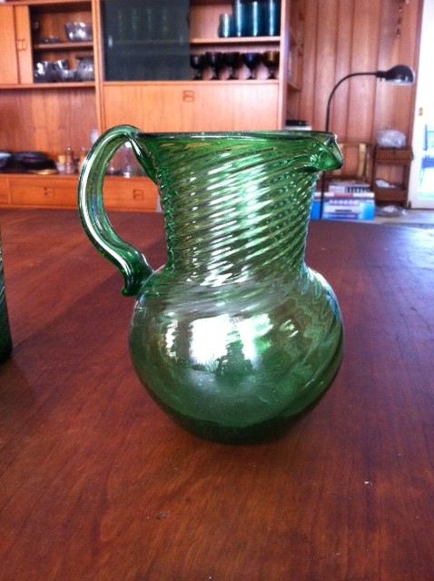 Colorful Mexican Hand Blown Pitcher and Glass Lot [Photo 2]