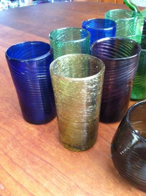 Colorful Mexican Hand Blown Pitcher and Glass Lot [Photo 7]