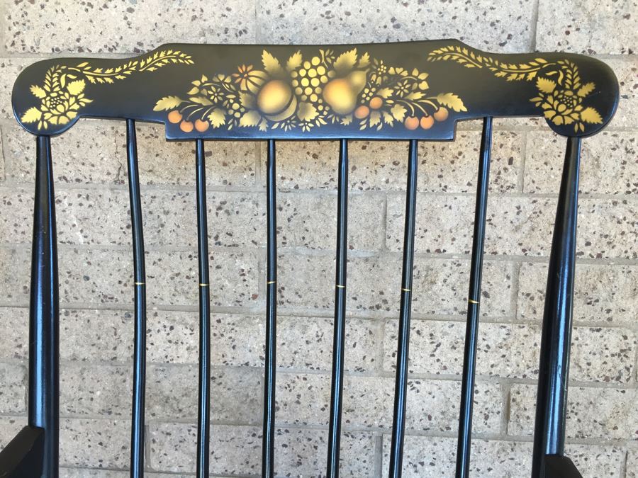 Nichols & Stone Rocking Chair Windsor Chair Black And Gold Stenciled [Photo 4]