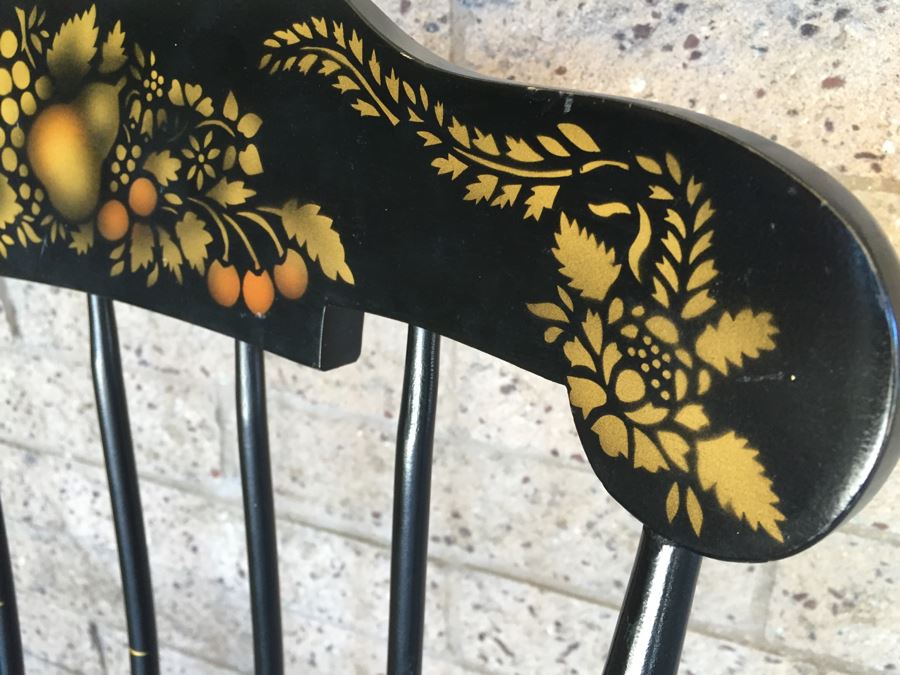 Nichols & Stone Rocking Chair Windsor Chair Black And Gold Stenciled [Photo 5]