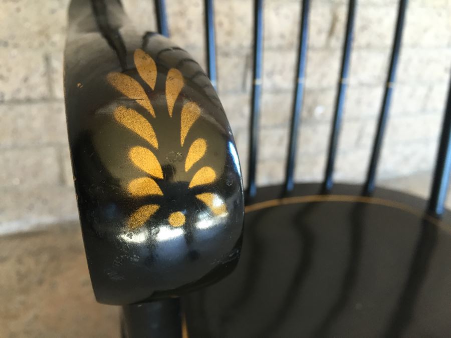 Nichols & Stone Rocking Chair Windsor Chair Black And Gold Stenciled [Photo 10]