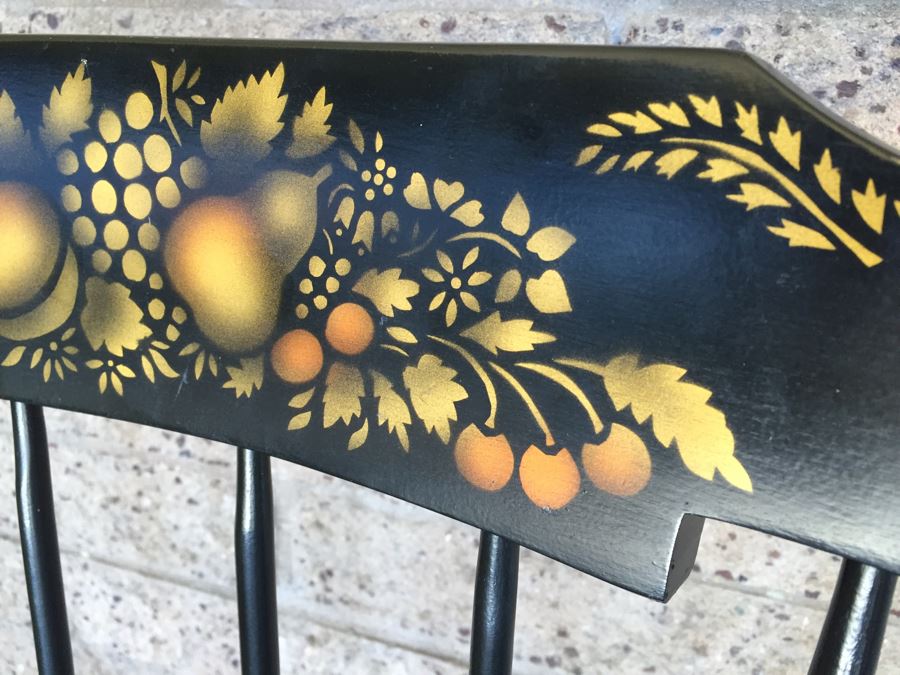 Nichols & Stone Rocking Chair Windsor Chair Black And Gold Stenciled [Photo 6]