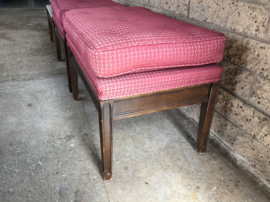 Pair Of Benches One With Integrated Marble Top Table [Photo 8]