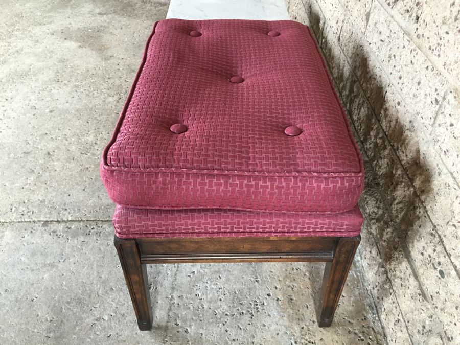 Pair Of Benches One With Integrated Marble Top Table [Photo 4]