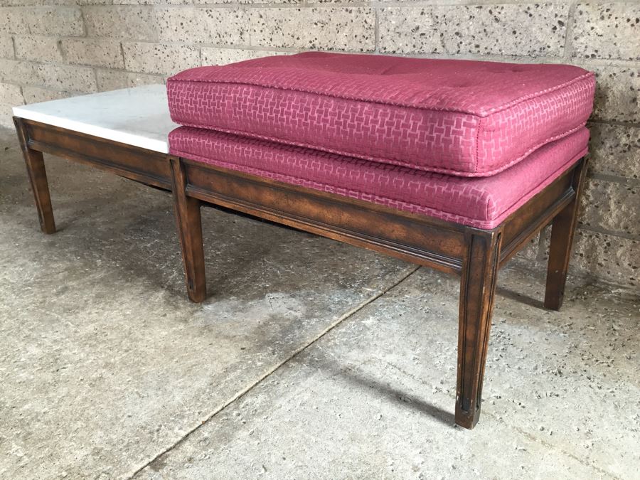 Pair Of Benches One With Integrated Marble Top Table [Photo 14]