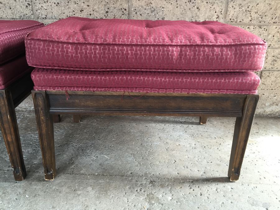 Pair Of Benches One With Integrated Marble Top Table [Photo 7]