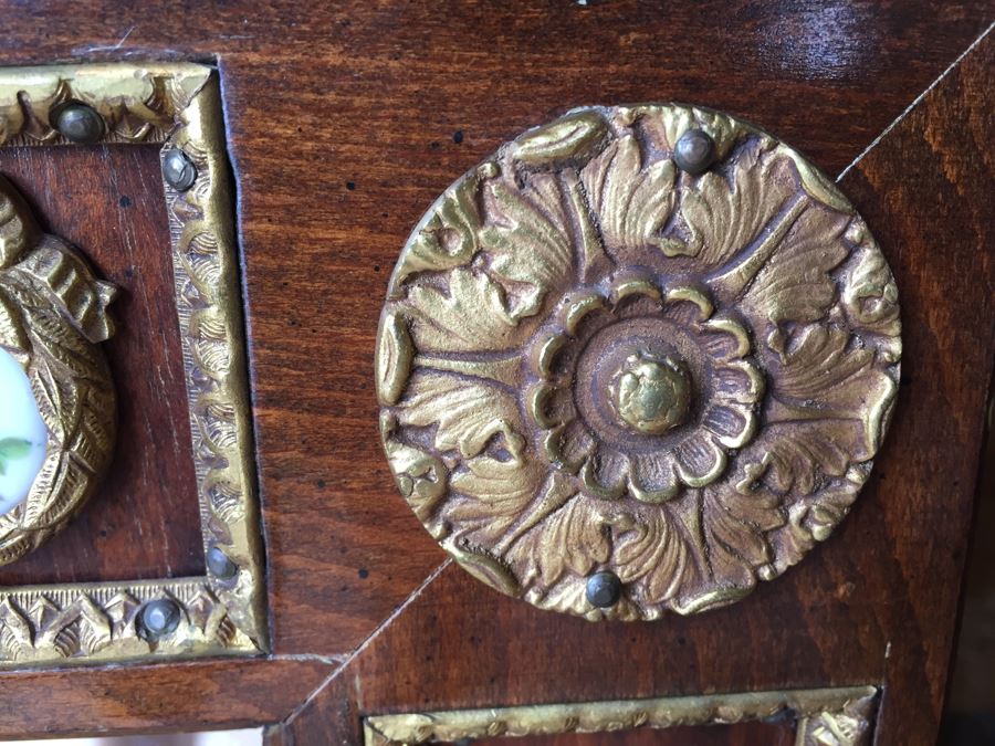Stunning Hallway Table With Matching Mirror Gilt Decorated With Porcelain Painted Floral Motifs Made In Spain [Photo 38]