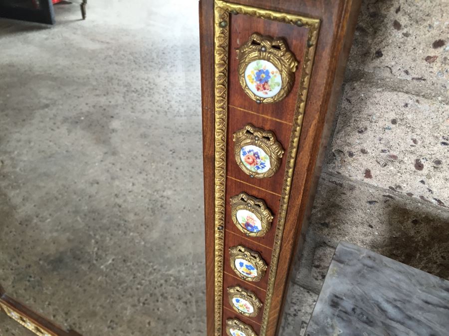 Stunning Hallway Table With Matching Mirror Gilt Decorated With Porcelain Painted Floral Motifs Made In Spain [Photo 20]