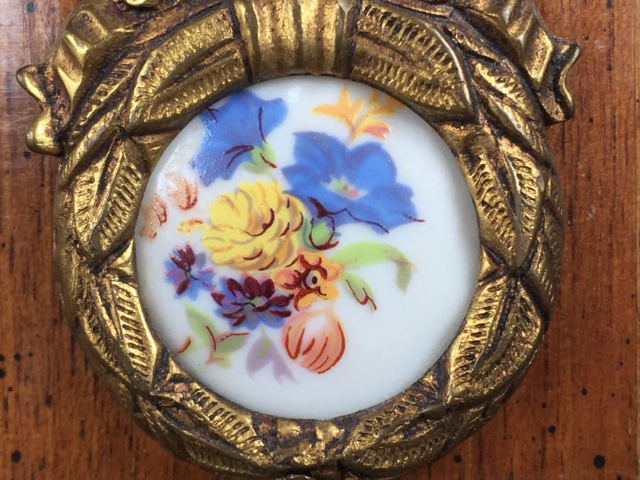 Stunning Hallway Table With Matching Mirror Gilt Decorated With Porcelain Painted Floral Motifs Made In Spain [Photo 17]