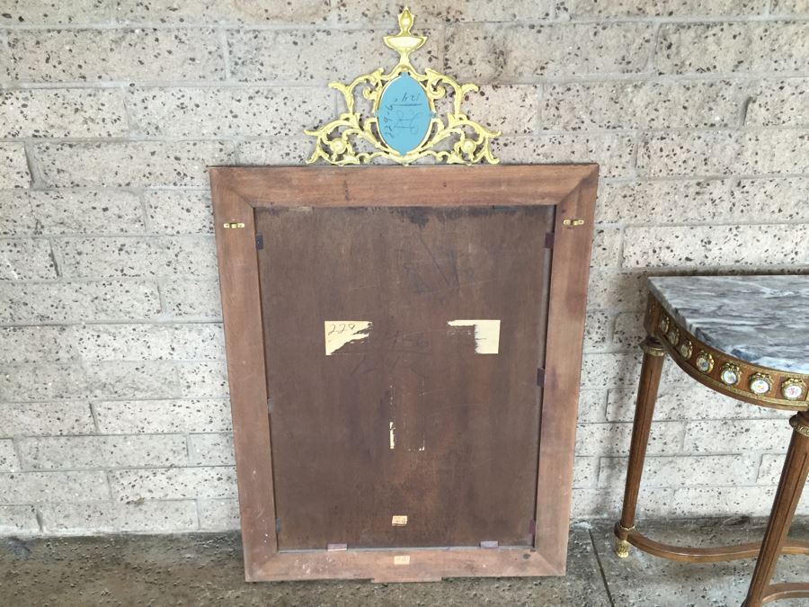 Stunning Hallway Table With Matching Mirror Gilt Decorated With Porcelain Painted Floral Motifs Made In Spain [Photo 28]