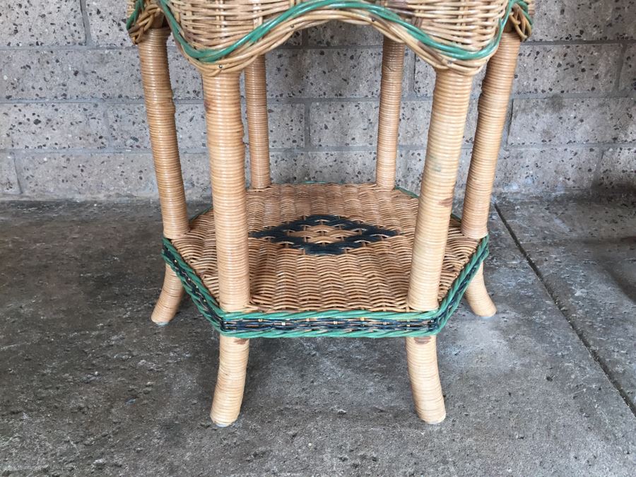 Pair Of Round Wicker Side Tables [Photo 3]